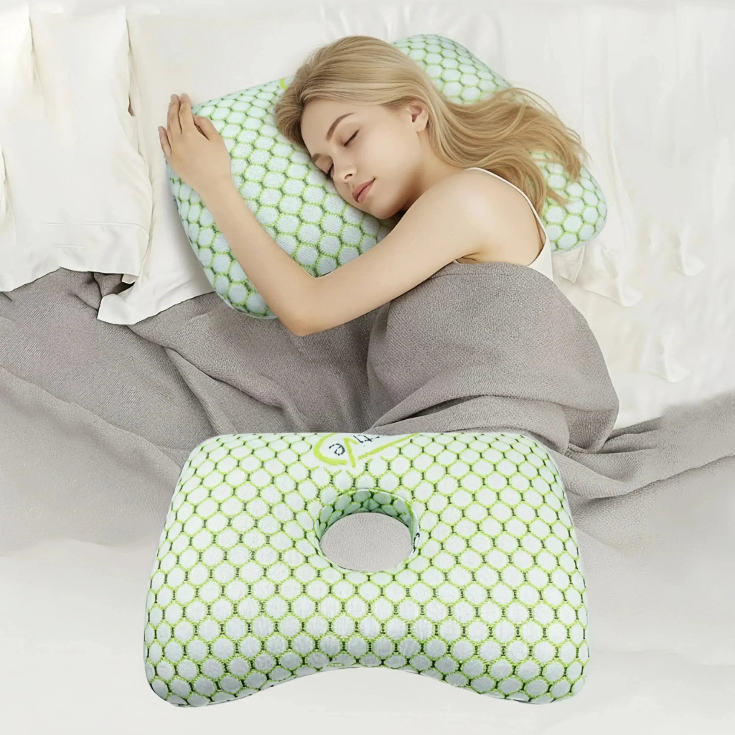 Slumblr® Ear Piercing Donut Pillow – Pain Relief for Side Sleepers