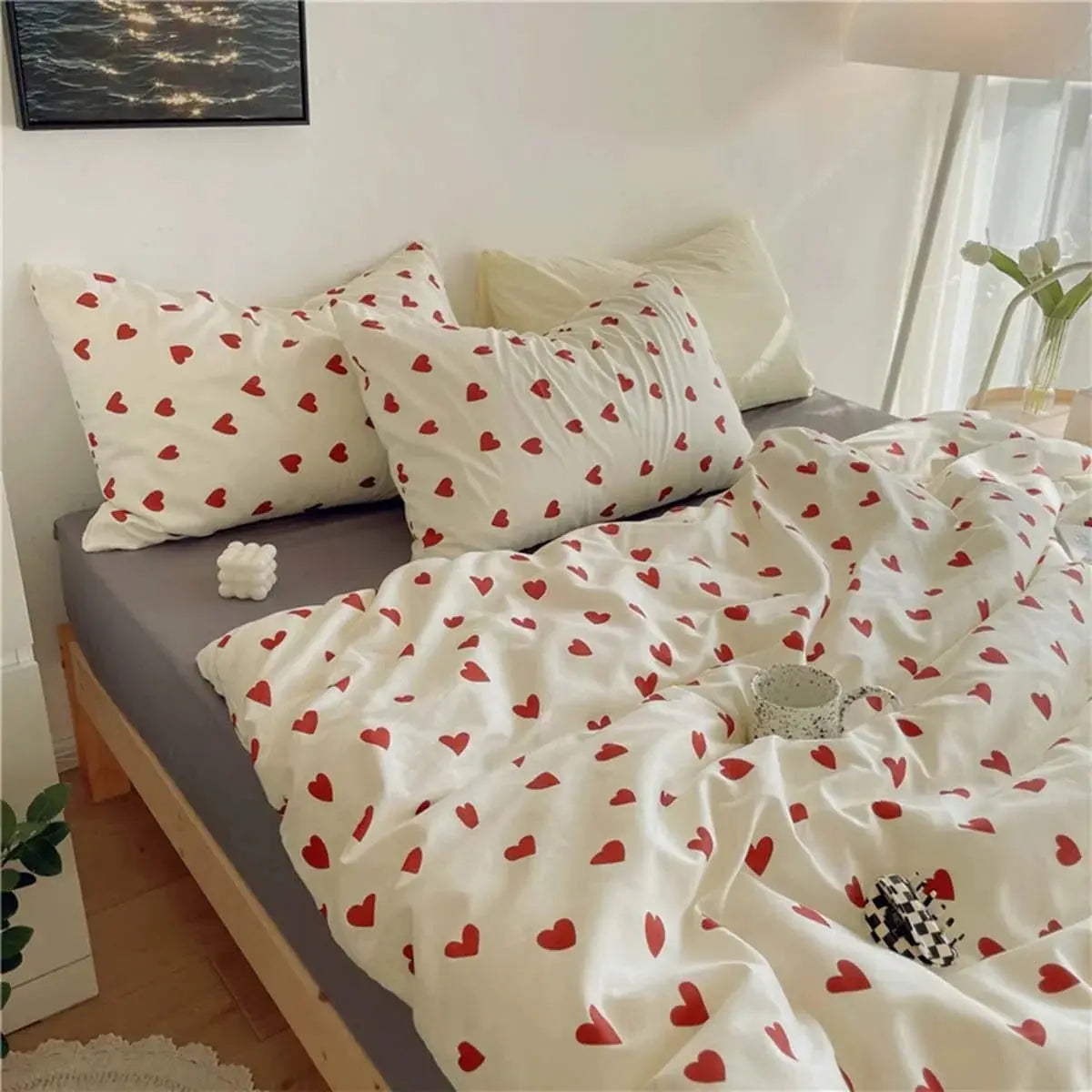 Slumblr® Korean Style Love Heart Bedding Set (4 Pcs)