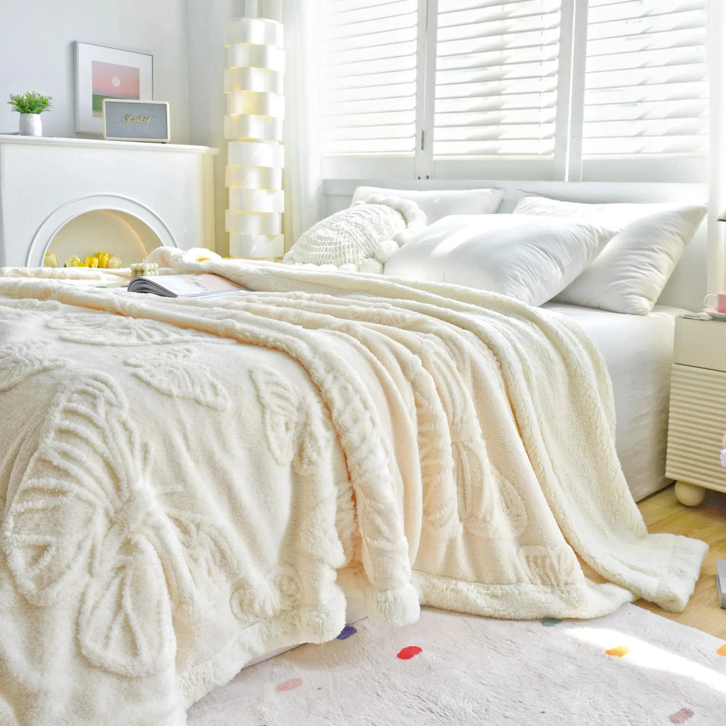 Slumblr® Coral Butterfly Charm Fleece Flannel Blanket