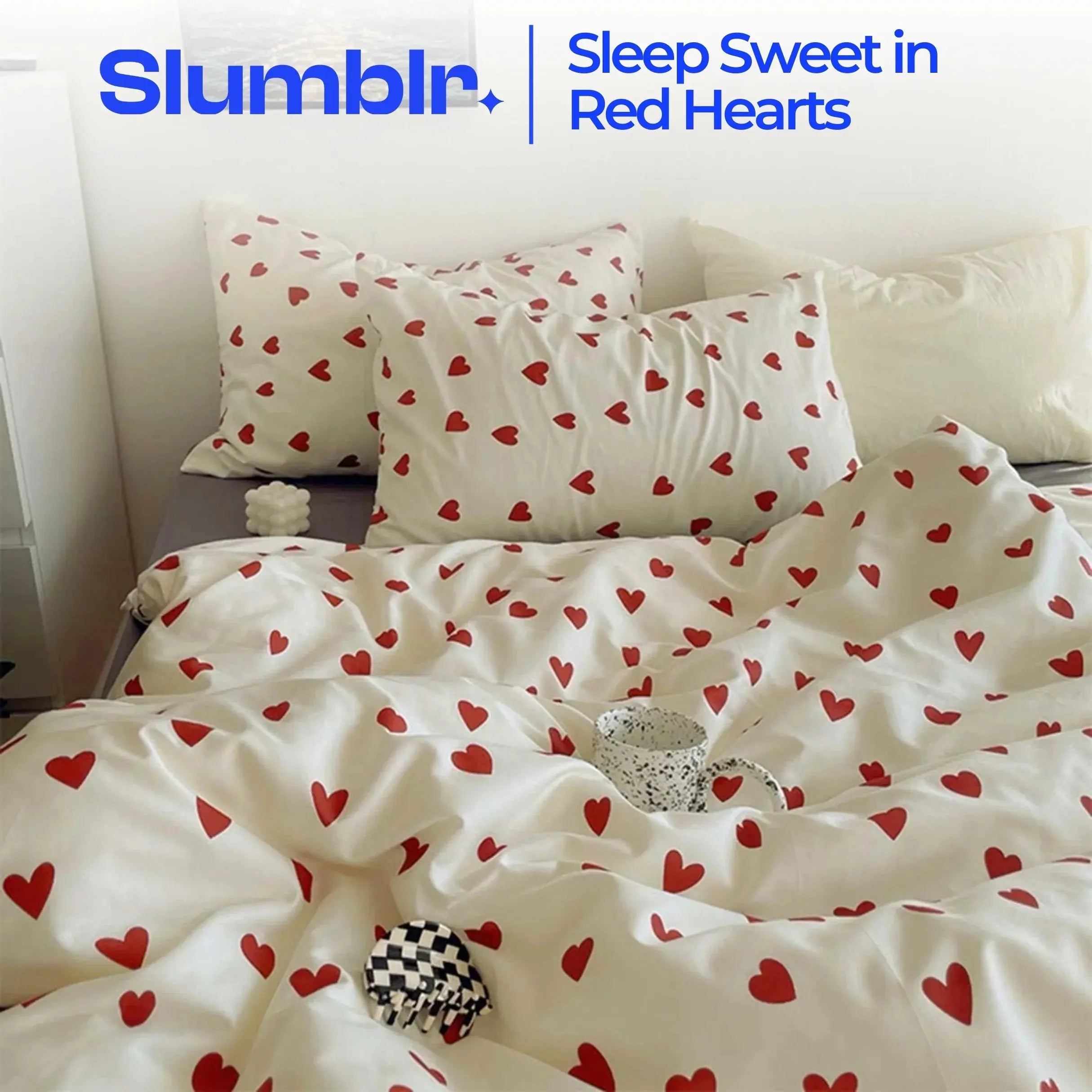 Slumblr® Korean Style Love Heart Bedding Set (4 Pcs)