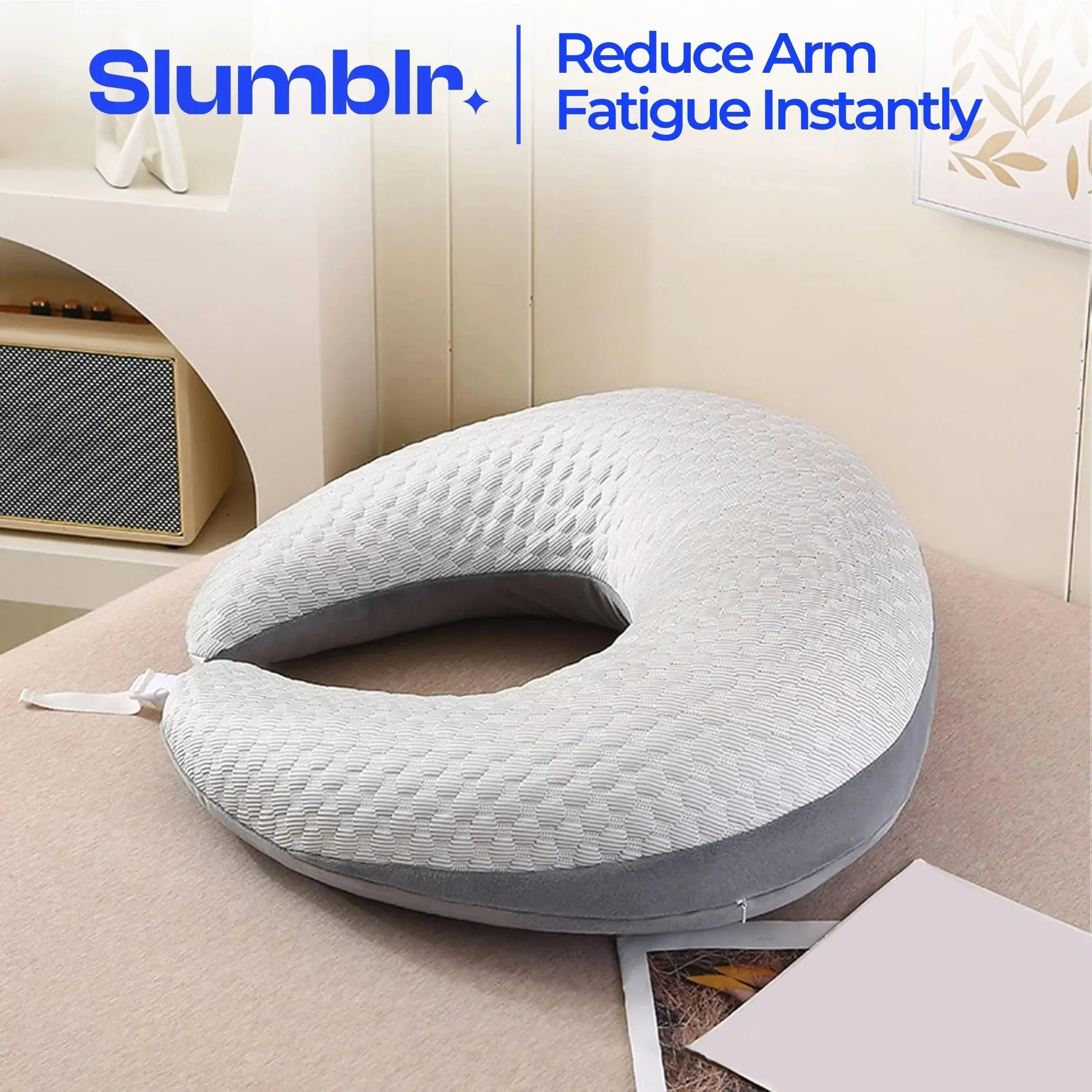 Slumblr® Compact Arm Support Pillow for Reading Crocheting Playing