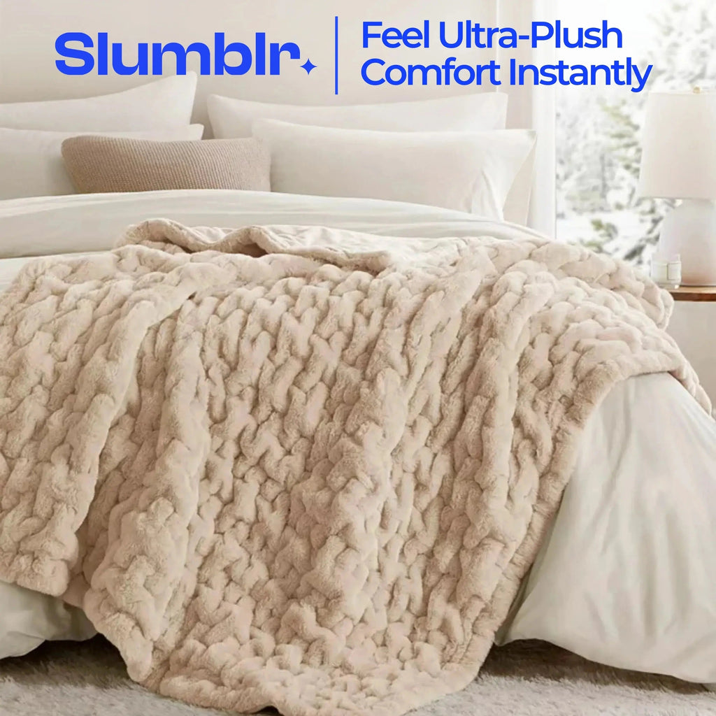 Slumblr® Ruched Faux Fur Cozy Throw Blanket