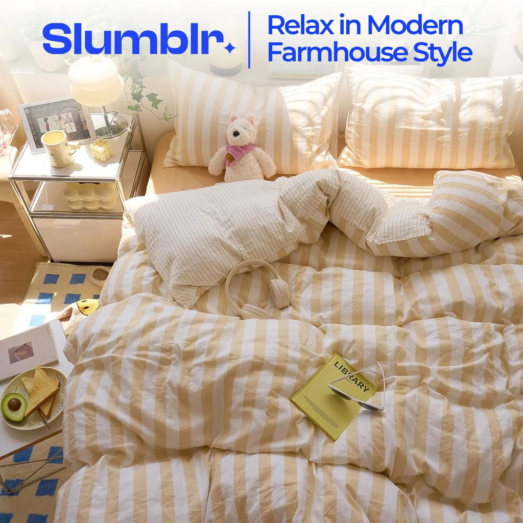Slumblr® Cotton Crepe Striped Quilt Set