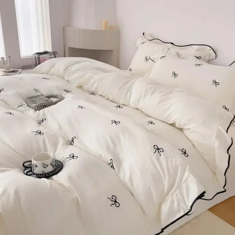 Slumblr® Ruffle Bow Duvet Cover Set (4 Pcs)