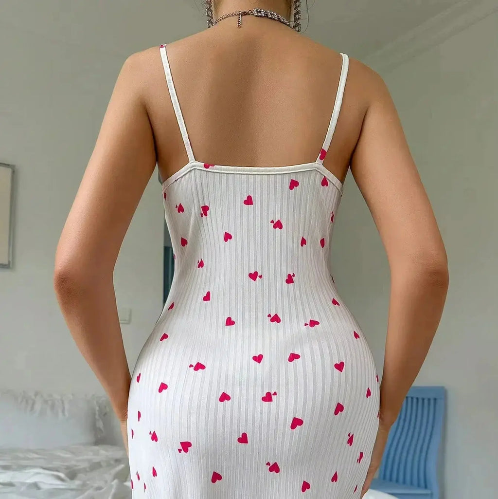 Slumblr® Lace Trim Heart Print Nightdress