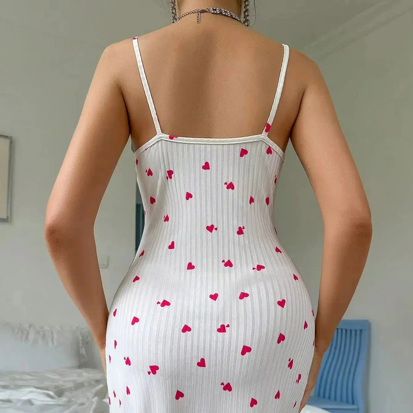Slumblr® Lace Trim Heart Print Nightdress