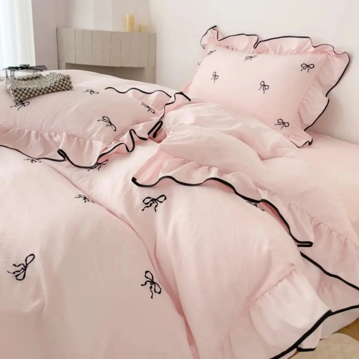 Slumblr® Ruffle Bow Duvet Cover Set (4 Pcs)