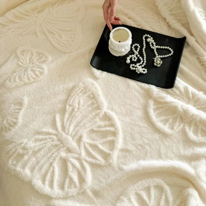 Slumblr® Coral Butterfly Charm Fleece Flannel Blanket