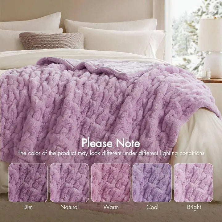 Slumblr® Ruched Faux Fur Cozy Throw Blanket