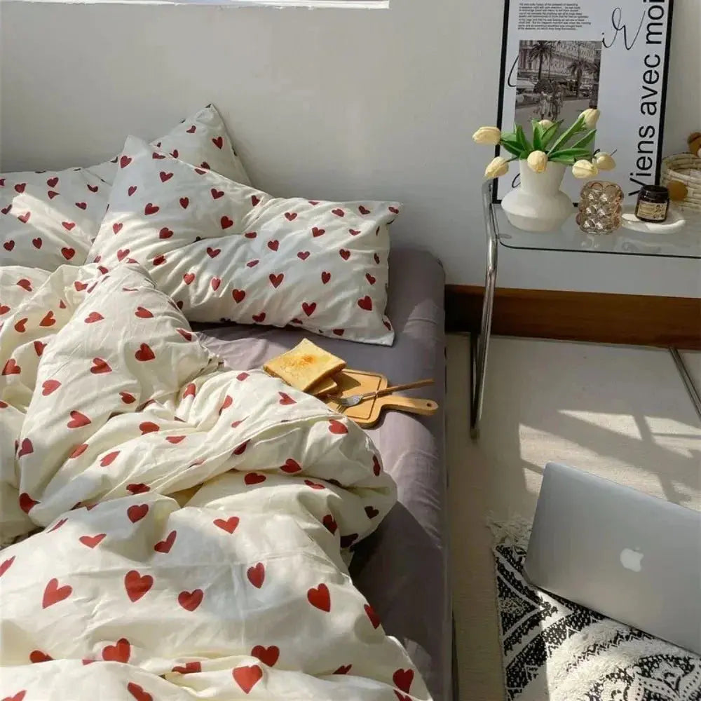Slumblr® Korean Style Love Heart Bedding Set (4 Pcs)