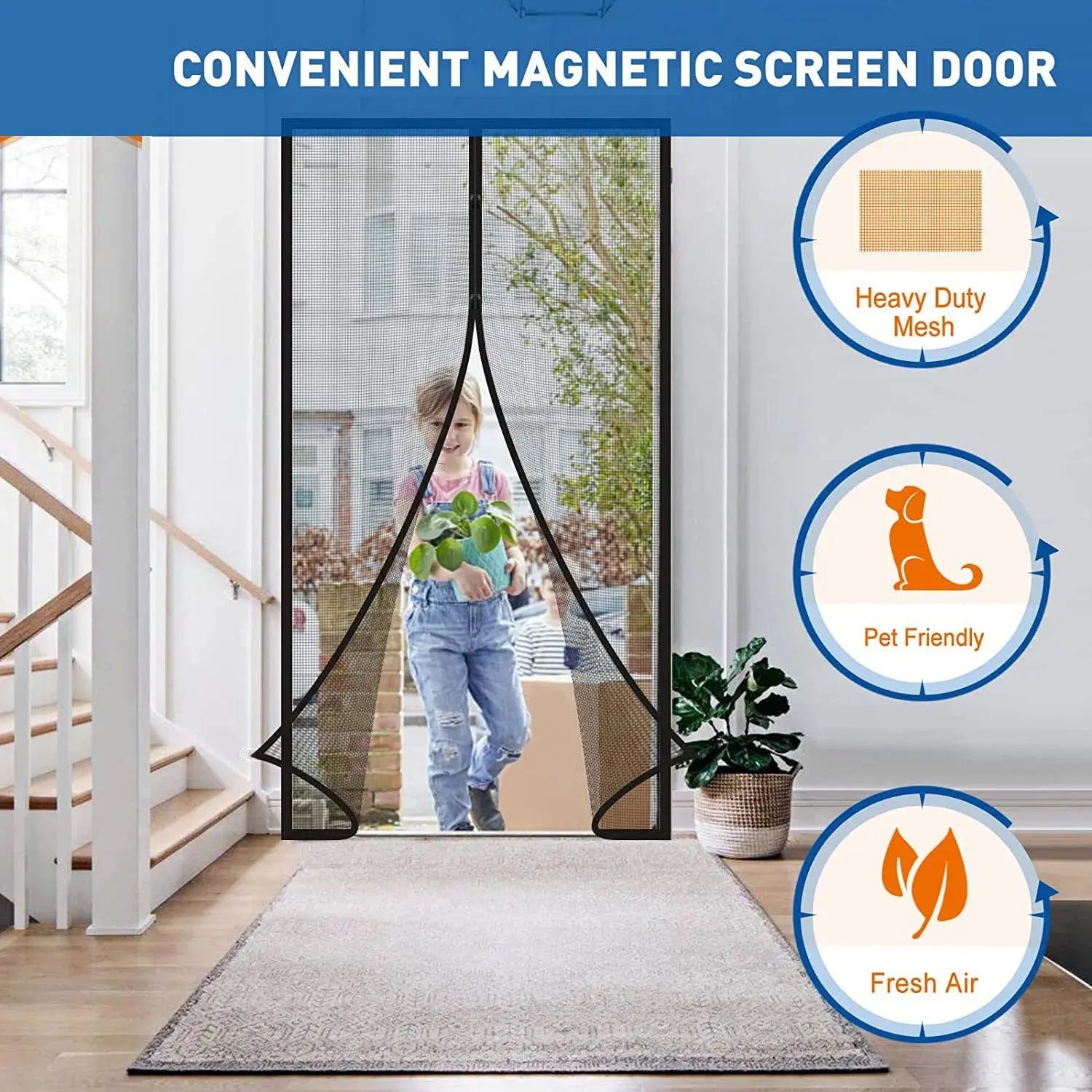 Slumblr® Auto Close Screen Door Mesh with Magnets