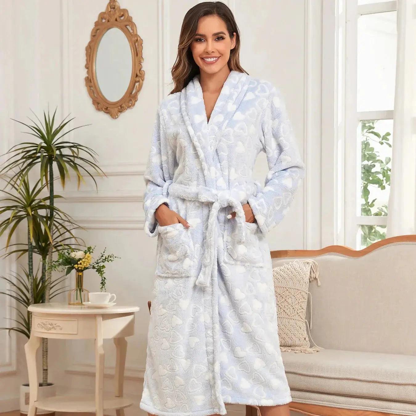 Slumblr® Love Print Plush Bathrobe
