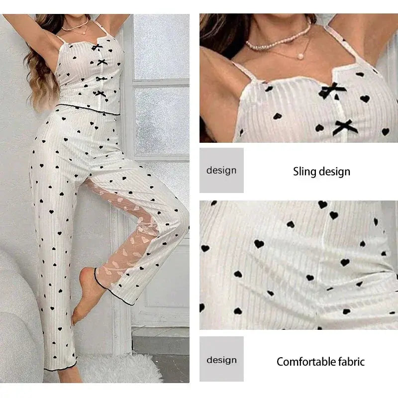 Slumblr® Women’s Transparent Mesh Lace Pajama Set