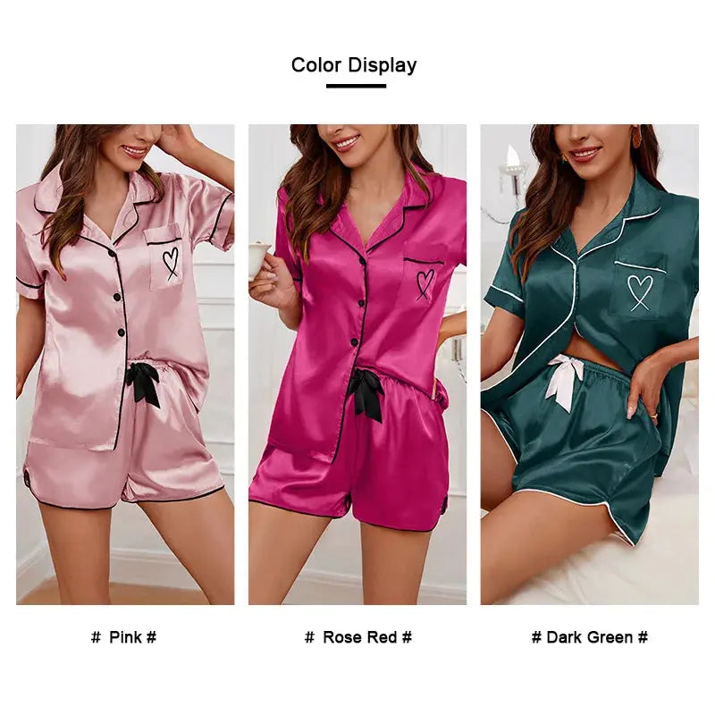 Slumblr® Heart Embroidered Short Sleeve Pajama Set