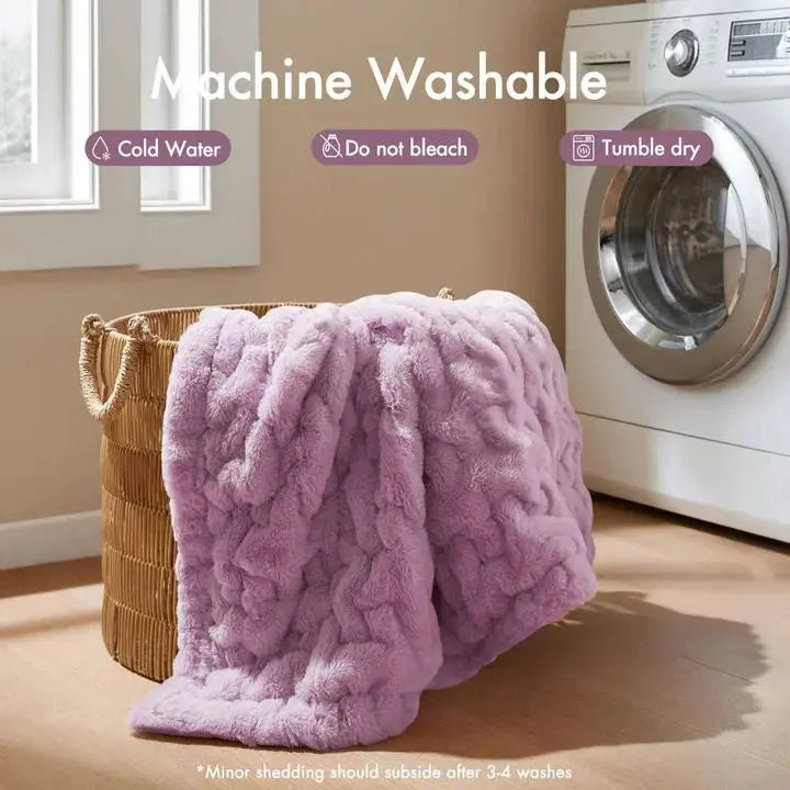 Slumblr® Ruched Faux Fur Cozy Throw Blanket