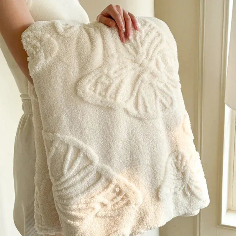 Slumblr® Coral Butterfly Charm Fleece Flannel Blanket