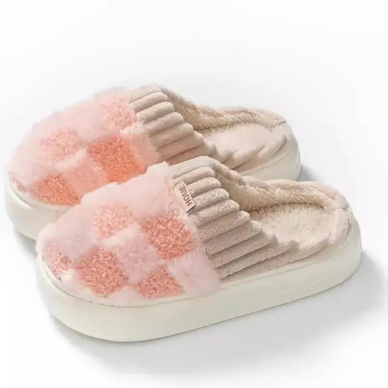 Slumblr® Checkered Plush Fuzzy House Slippers
