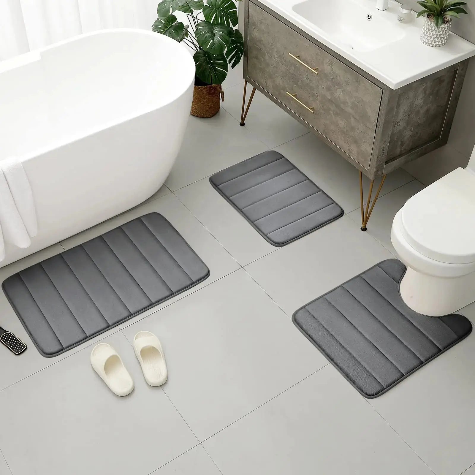 Slumblr® Velvet Memory Foam Bathroom Rug Set (3 Pcs)