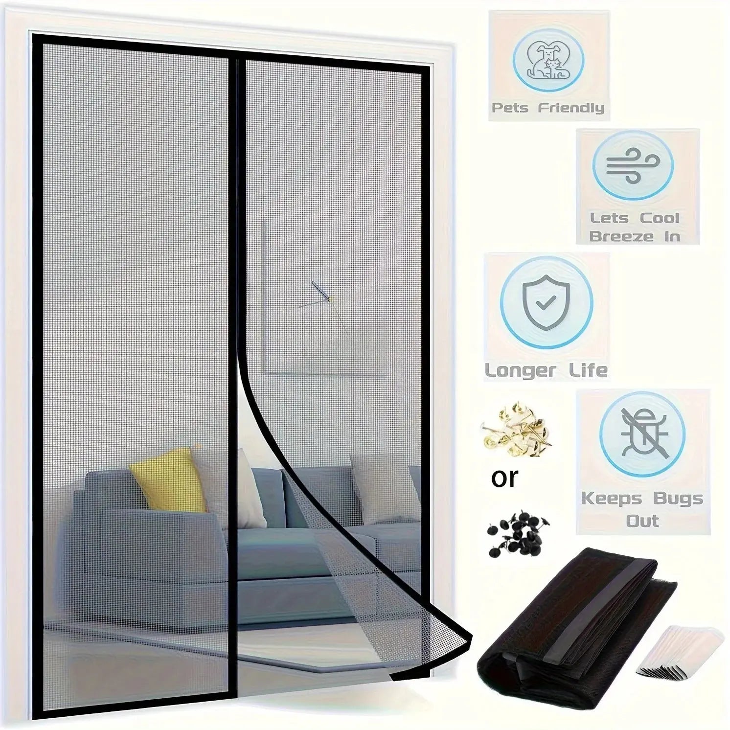 Slumblr® Auto Close Screen Door Mesh with Magnets