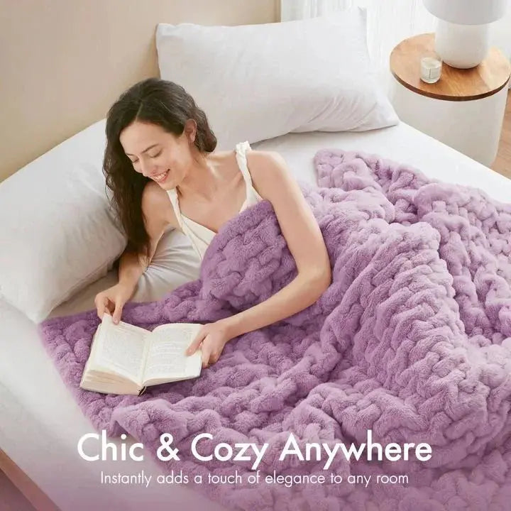 Slumblr® Ruched Faux Fur Cozy Throw Blanket