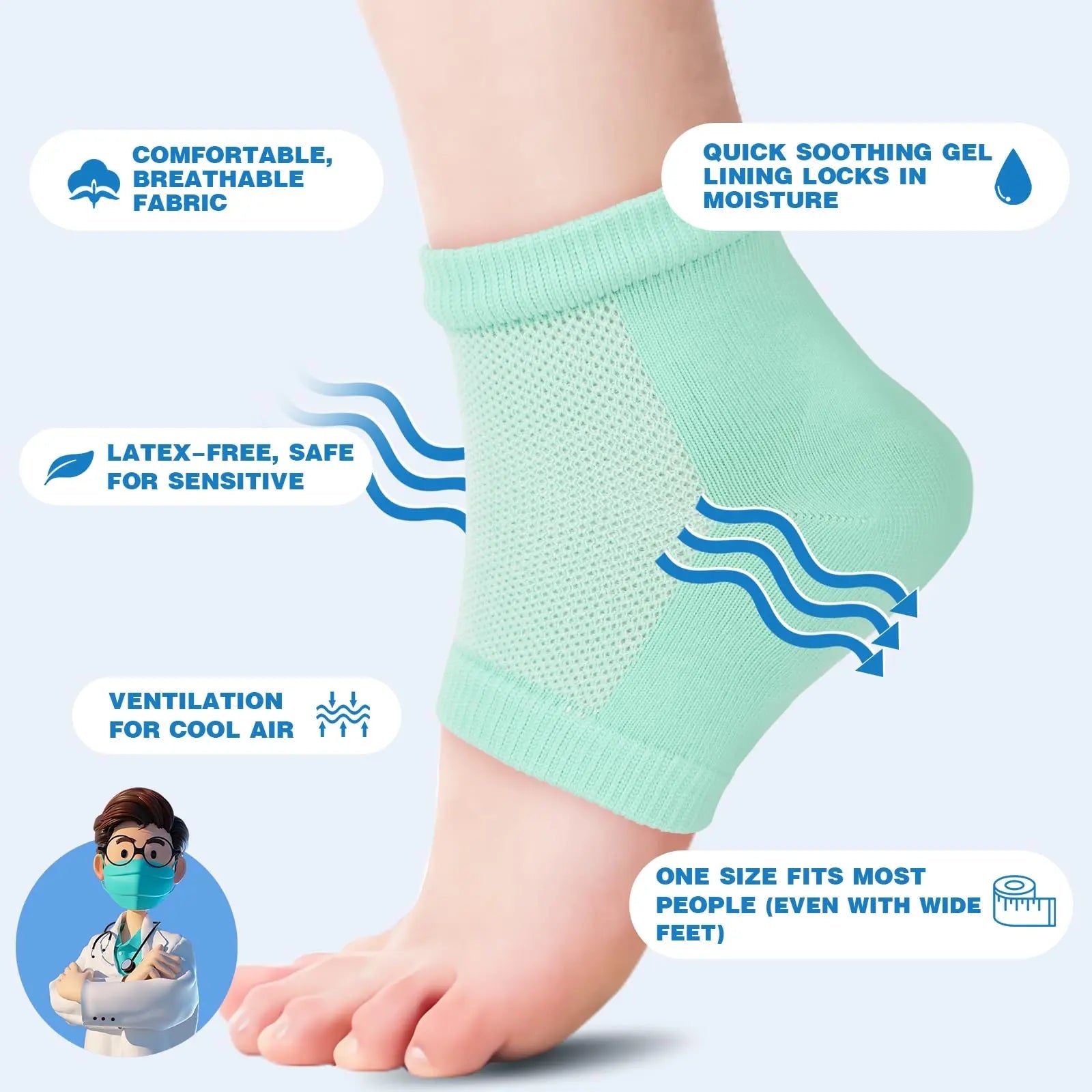 Slumblr® Gel Heel Socks (6 Pairs)