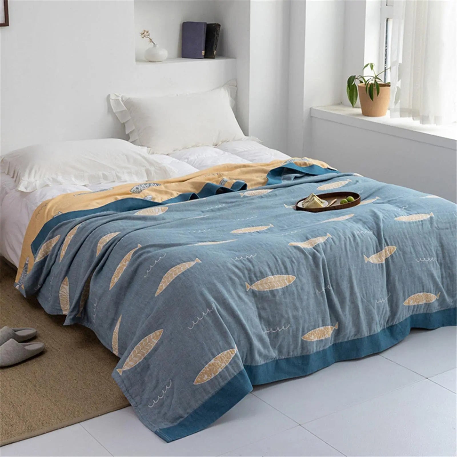 Slumblr® Fish Muslin Throw Blanket