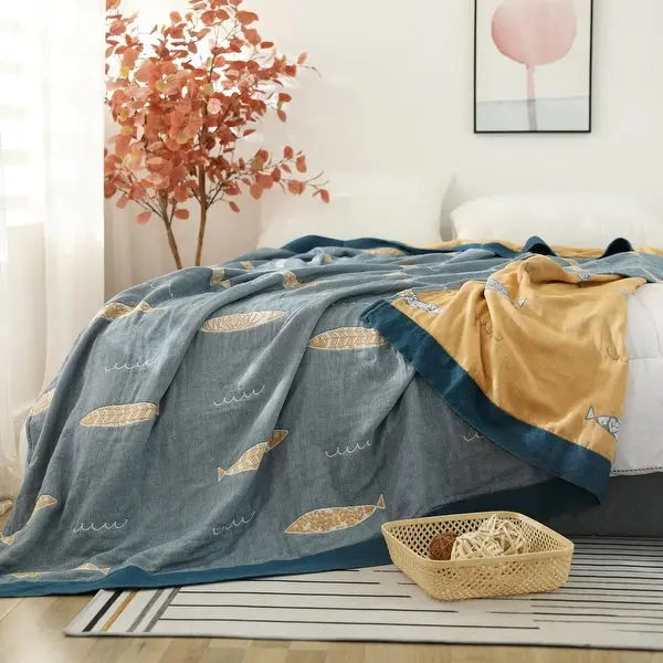Slumblr® Fish Muslin Throw Blanket