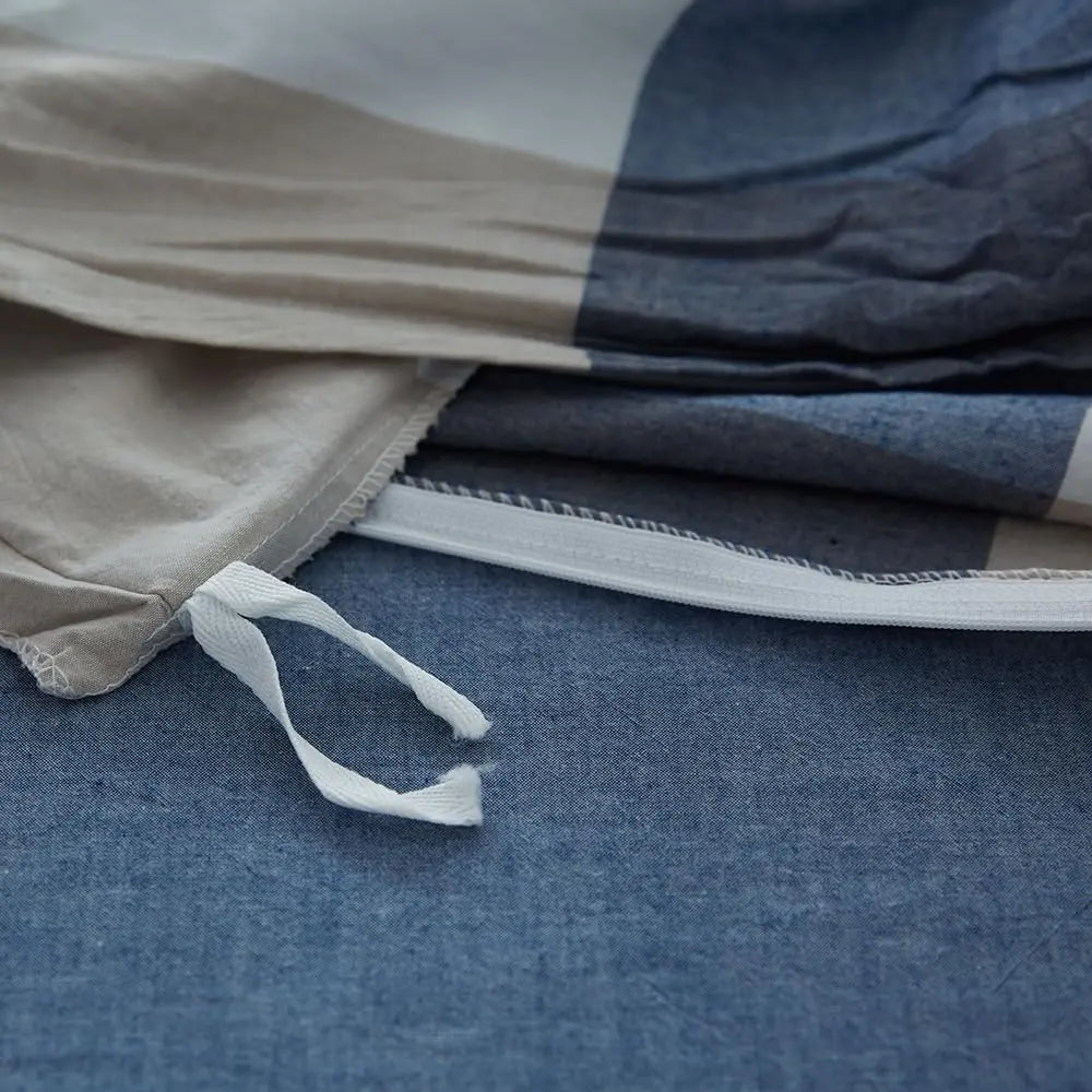 Slumblr® White Grid Washed Cotton Duvet Cover Set