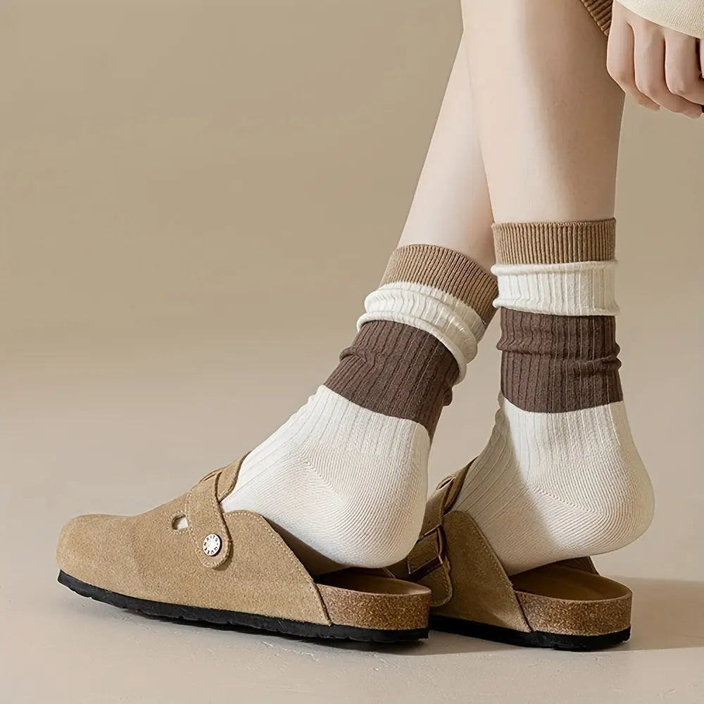 Slumblr® Brown Striped Crew Socks (5 Pairs)