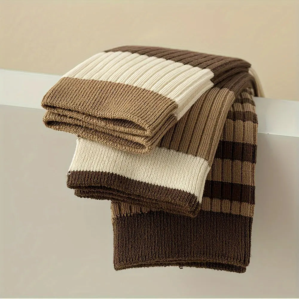 Slumblr® Brown Striped Crew Socks (5 Pairs)